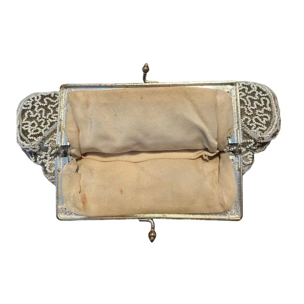 Antique French Micro Beaded Edwardian Inspired Wedding or Evening Purse